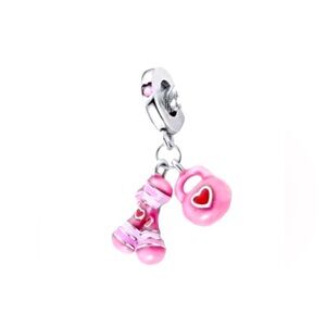 Pink Fitness Lifting Weight Workout Charm Pandora Style
